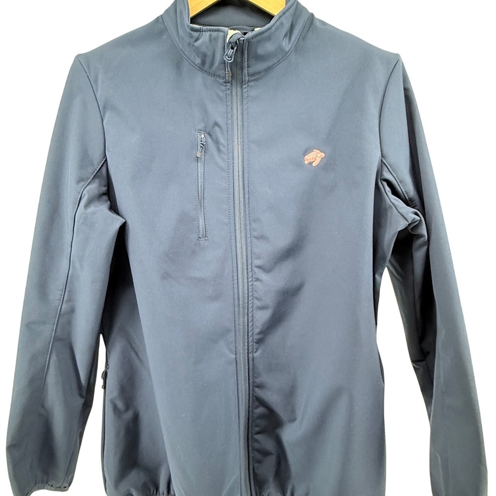 Clique Mens XL Navy Blue Softshell Fleece Lined Full Zip Jacket Turtle Logo